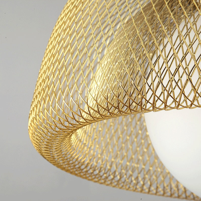 Élise Cocoon Net Metal LED Pendant Light Gold Chrome Modern Luxury Fixture