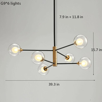 Amélie Glass Bulb Metal LED Chandelier Pendant Light Modern Semi Flush Fixture