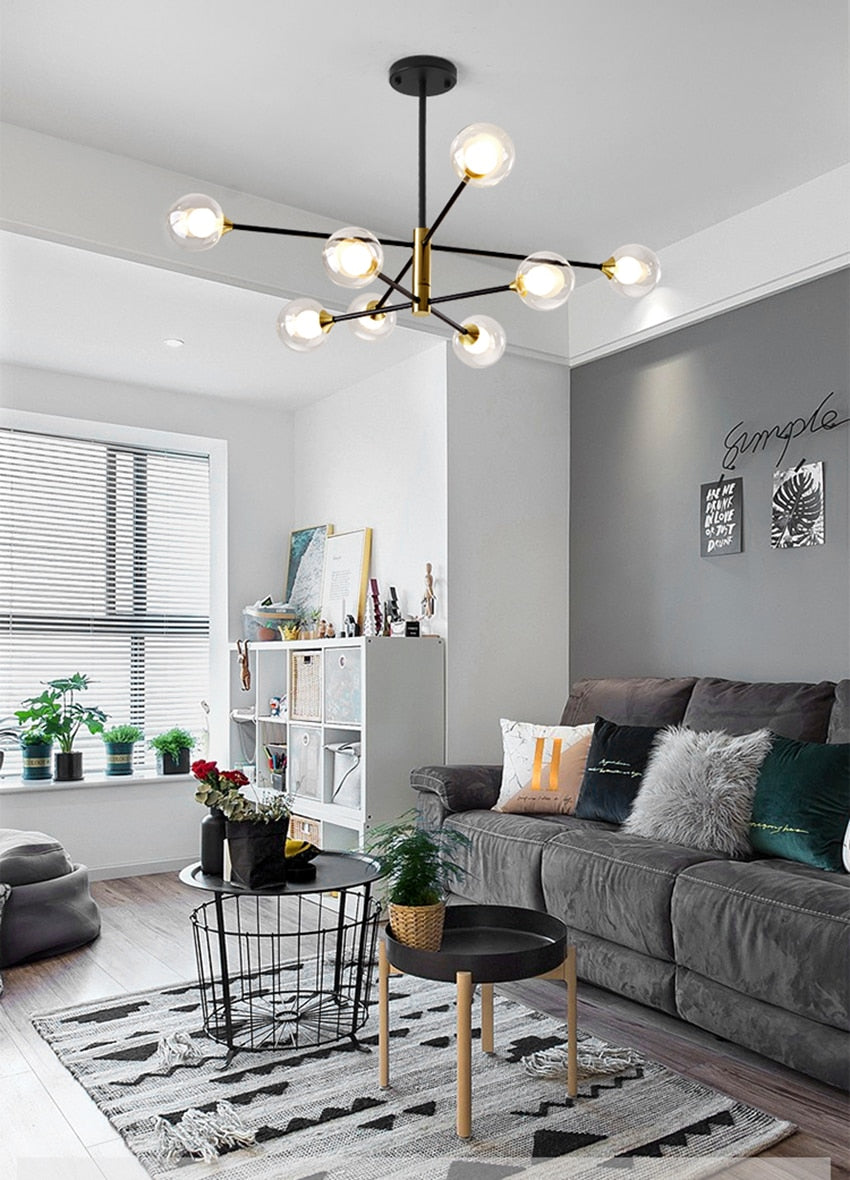 Amélie Glass Bulb Metal LED Chandelier Pendant Light Modern Semi Flush Fixture