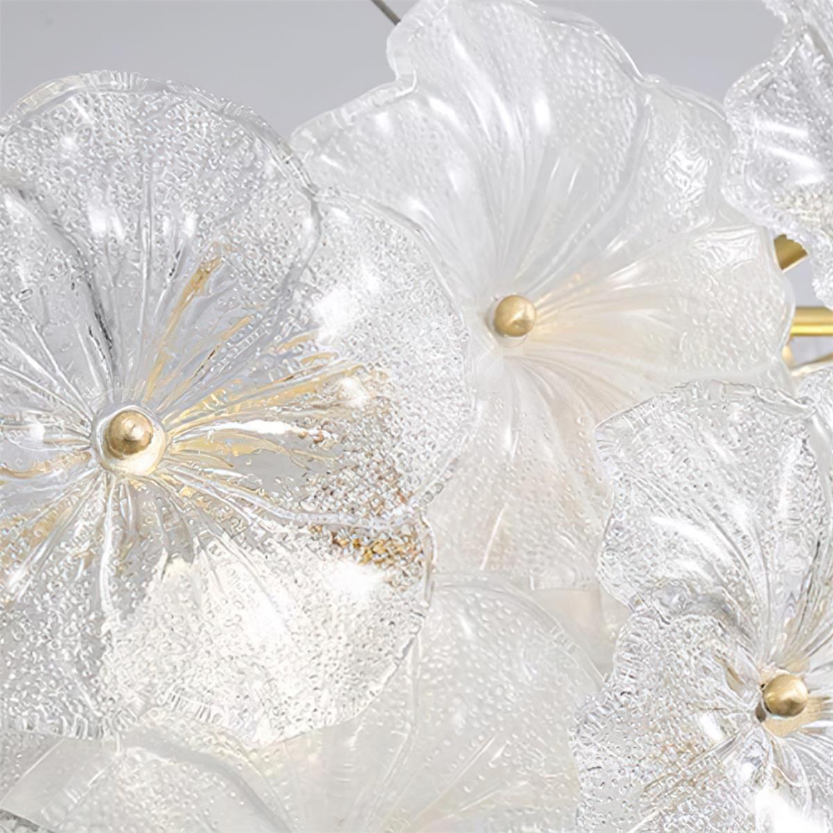 Élodie Floral Chandelier, Textured Glass Petals with Brass Frame