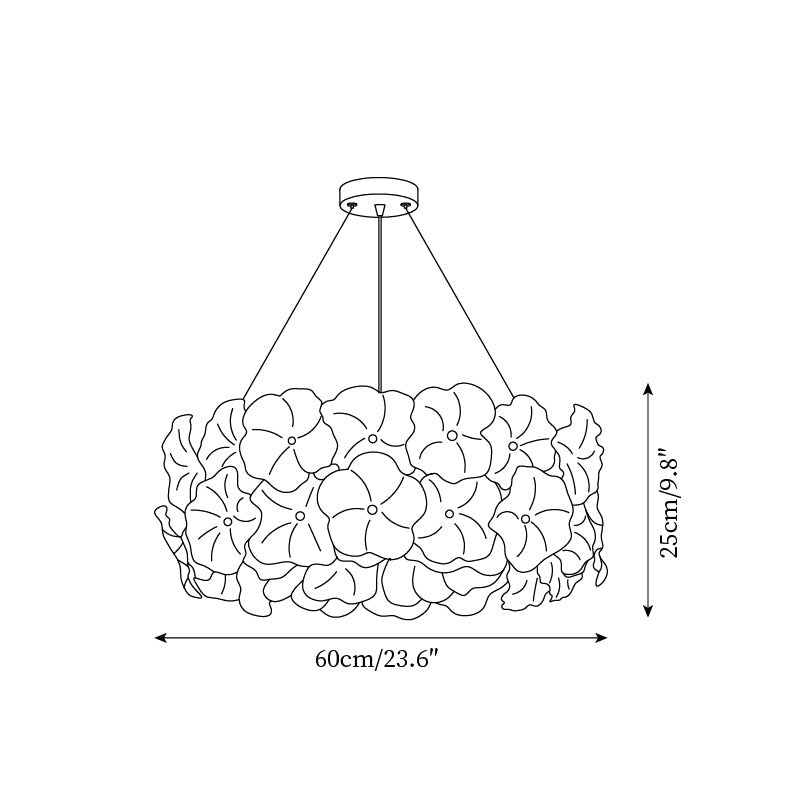 Élodie Floral Chandelier, Textured Glass Petals with Brass Frame