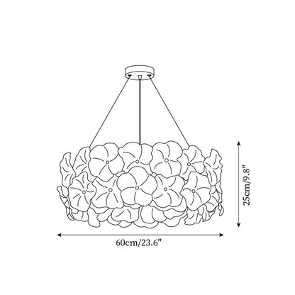 Élodie Floral Chandelier, Textured Glass Petals with Brass Frame