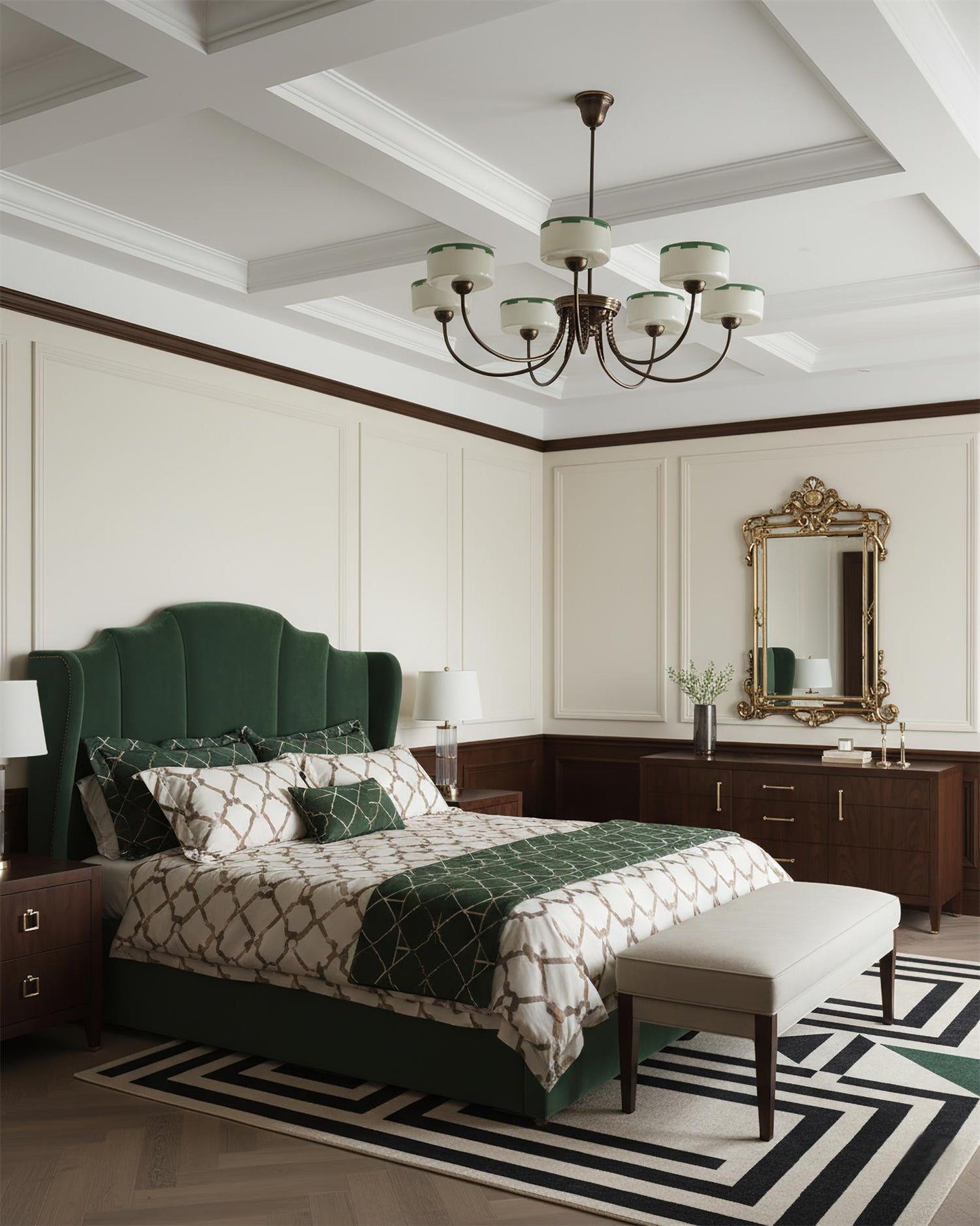 Sophie Green Glass Modern Arched Chandelier