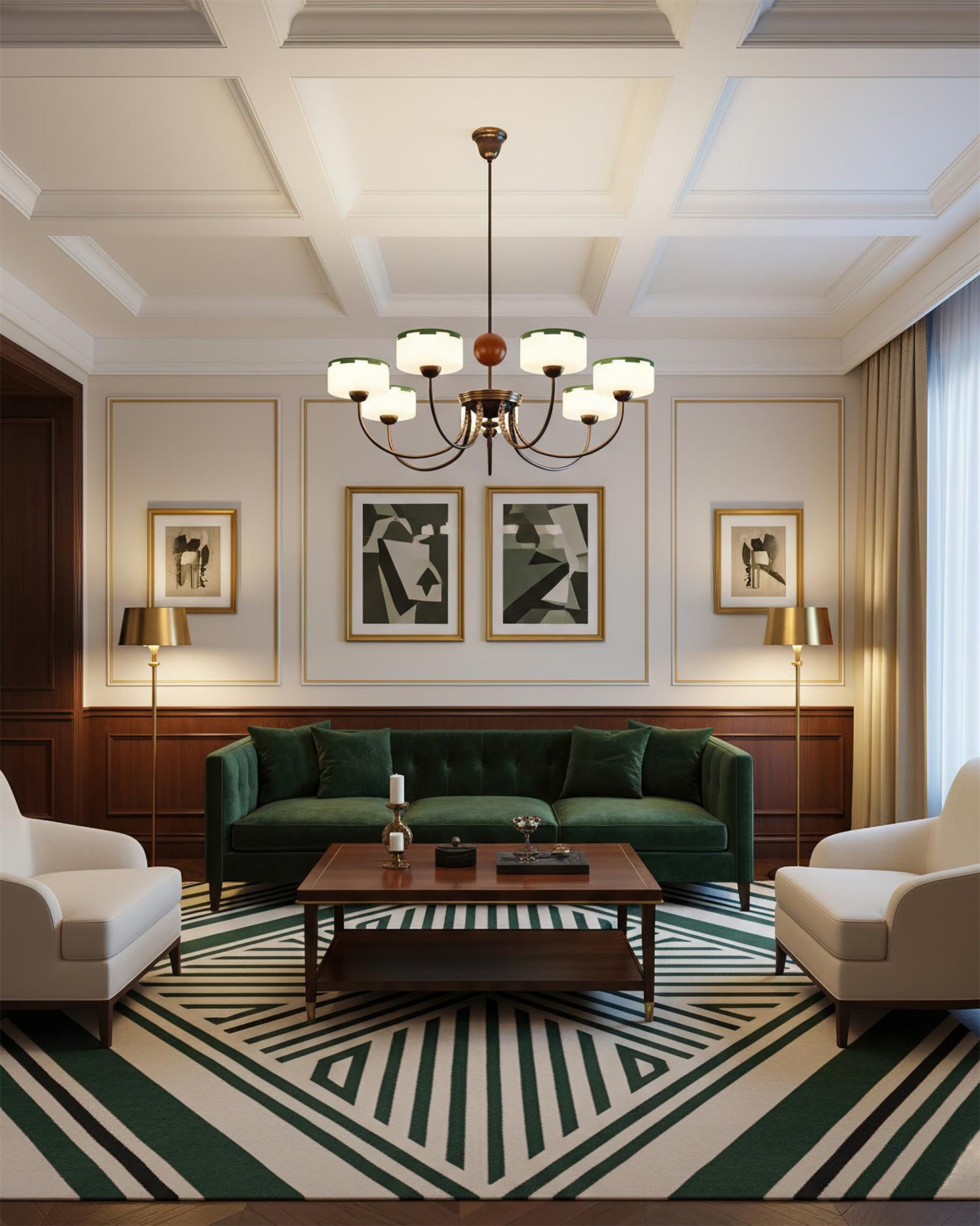 Sophie Green Glass Modern Arched Chandelier