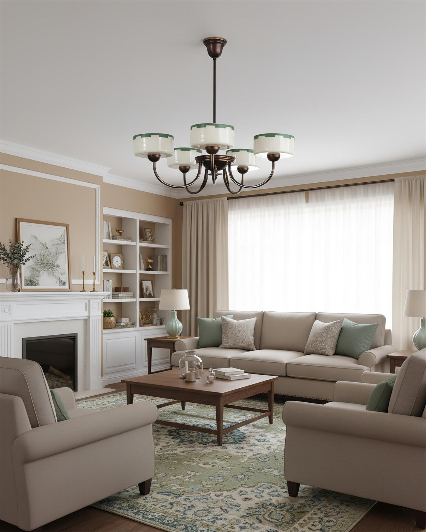 Sophie Green Glass Modern Arched Chandelier