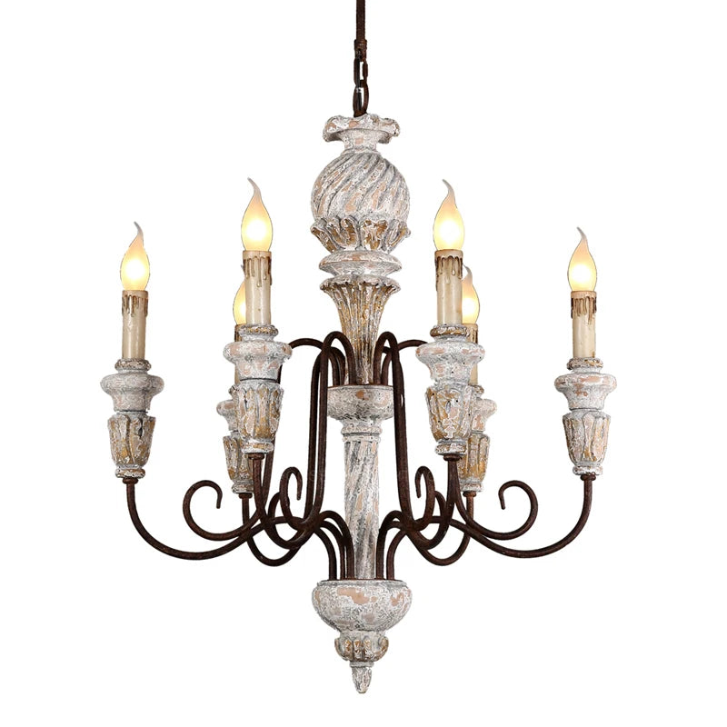 Colette Rustic White Wooden Chandelier for Elegant Interiors