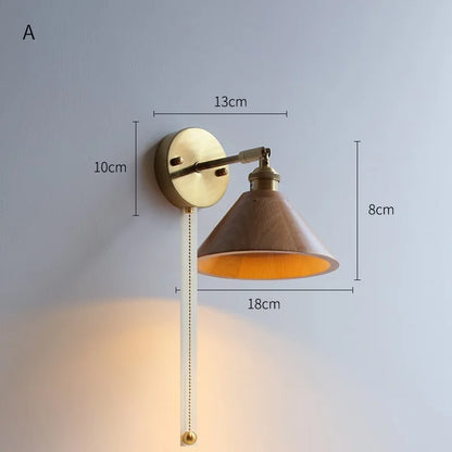 Marianne Wood Wall Lamp Pull Chain Modern