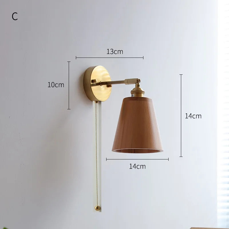 Marianne Wood Wall Lamp Pull Chain Modern