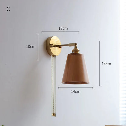 Marianne Wood Wall Lamp Pull Chain Modern
