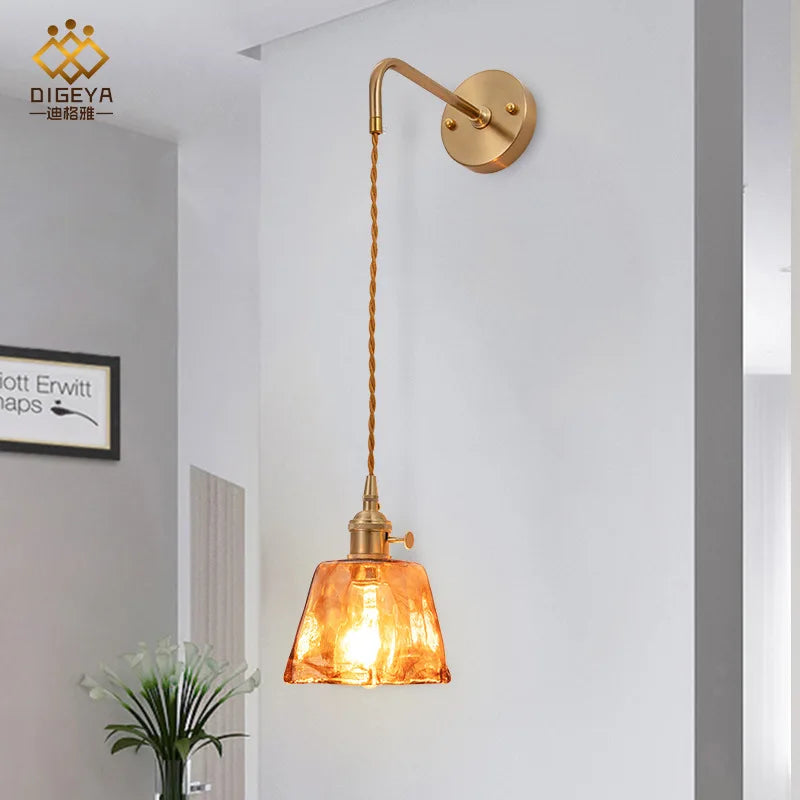 Claire Amber Glass Wall Lamp Japanese Modern