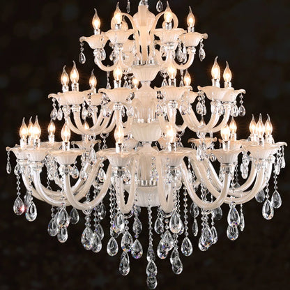Long Crystal Chandelier for Duplex Villa and Staircase Lighting