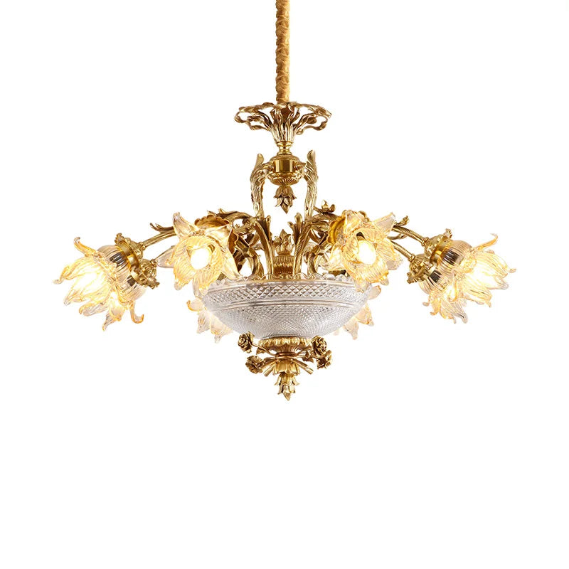 Colette Brass Glass Pendant Chandelier
