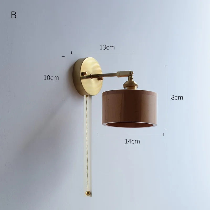 Marianne Wood Wall Lamp Pull Chain Modern