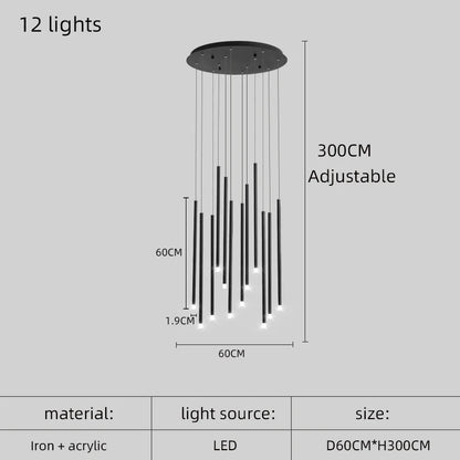 Arielle Spiral LED Staircase Pendant Chandelier