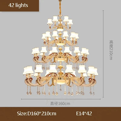 Big Crystal Chandelier for Duplex Villa and Hotel Lobby Lighting