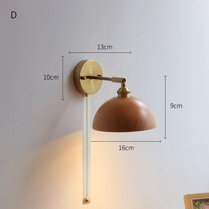 Marianne Wood Wall Lamp Pull Chain Modern
