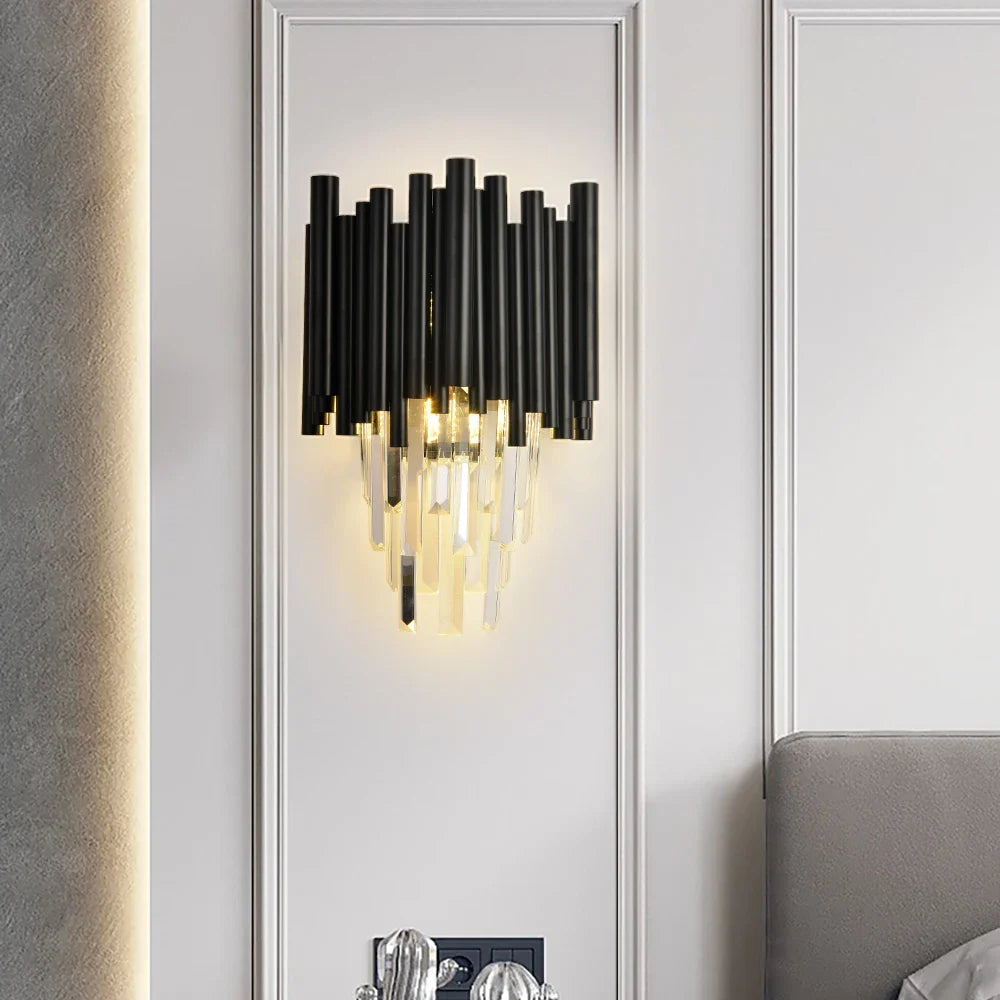 Sophie Crystal Black Wall Lamp with Modern Elegant Finish