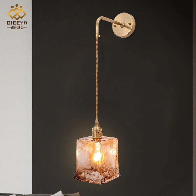 Claire Amber Glass Wall Lamp Japanese Modern