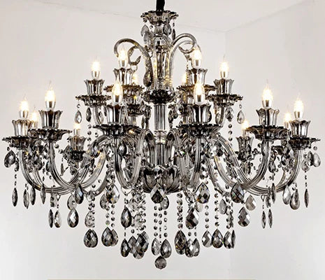 Smoky Gray Crystal Chandelier for Foyer and Staircase Lighting
