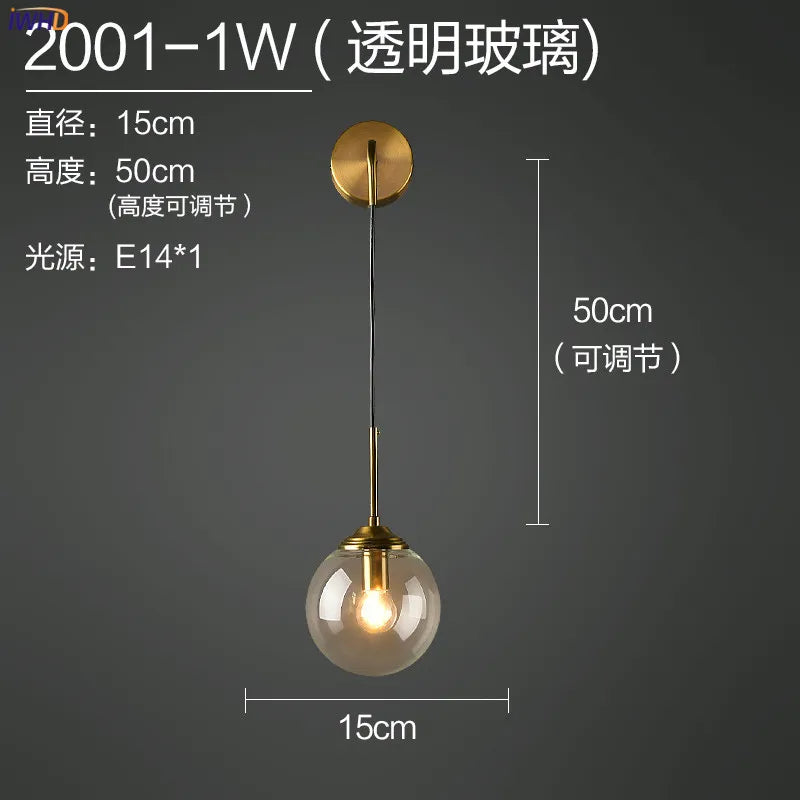 Madeleine Glass Globe Wall Light