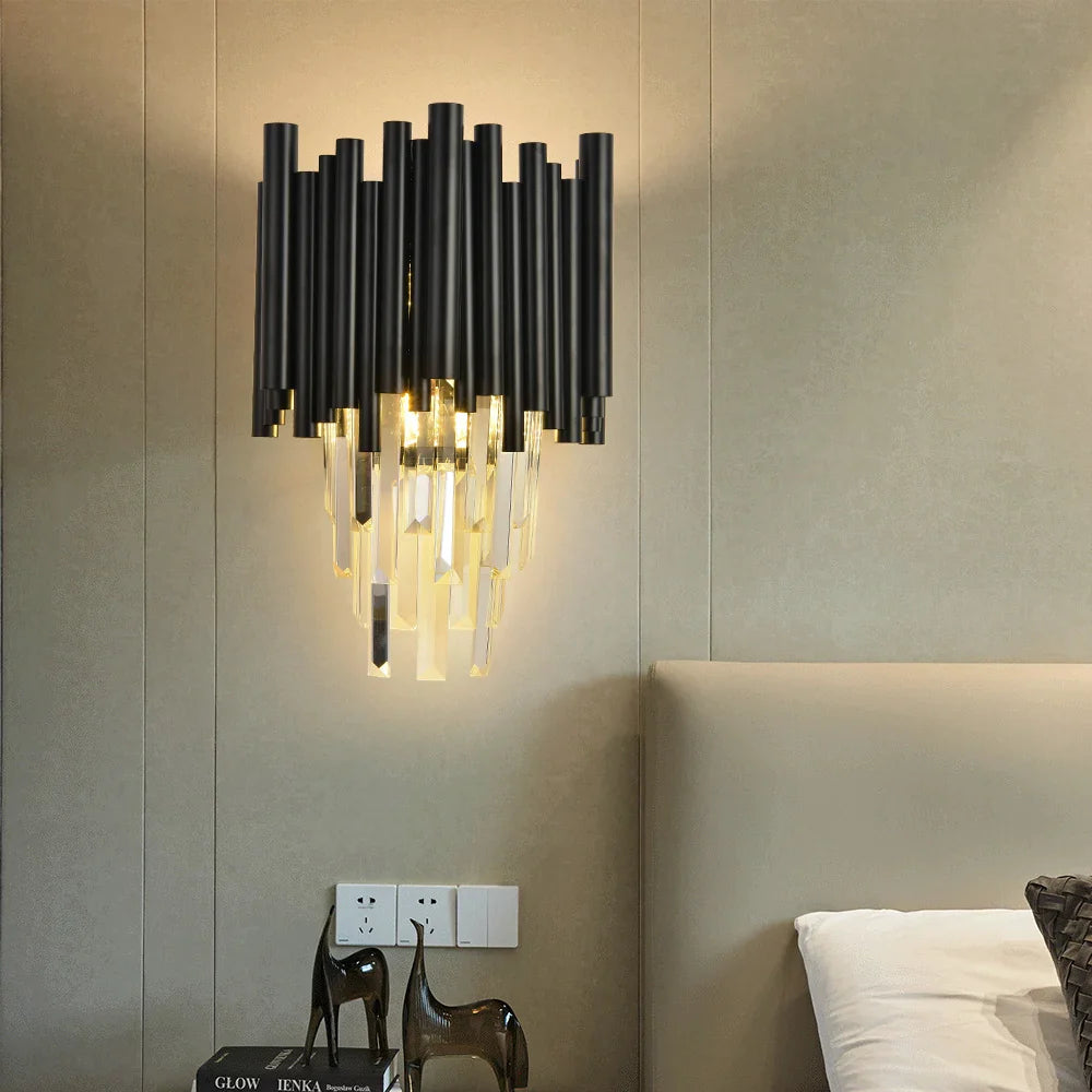 Sophie Crystal Black Wall Lamp with Modern Elegant Finish