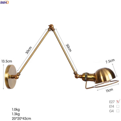 Colette Adjustable Long Arm Wall Lamp Vintage