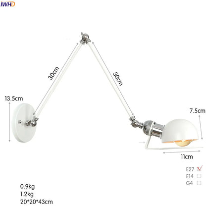 Colette Adjustable Long Arm Wall Lamp Vintage