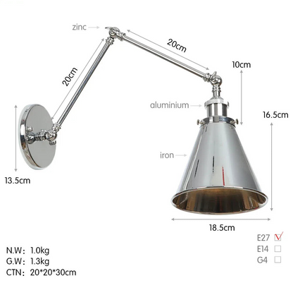 Clémence Industrial Swing Arm Wall Light