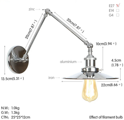 Clémence Industrial Swing Arm Wall Light