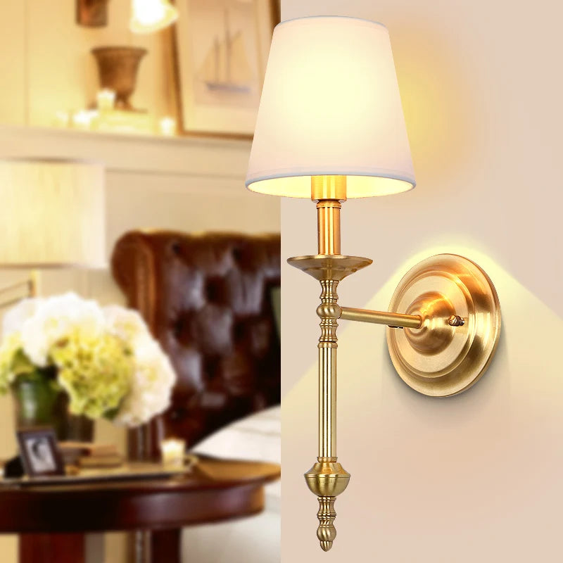 Adèle Vintage Copper Fabric Wall Light