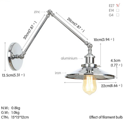 Clémence Industrial Swing Arm Wall Light