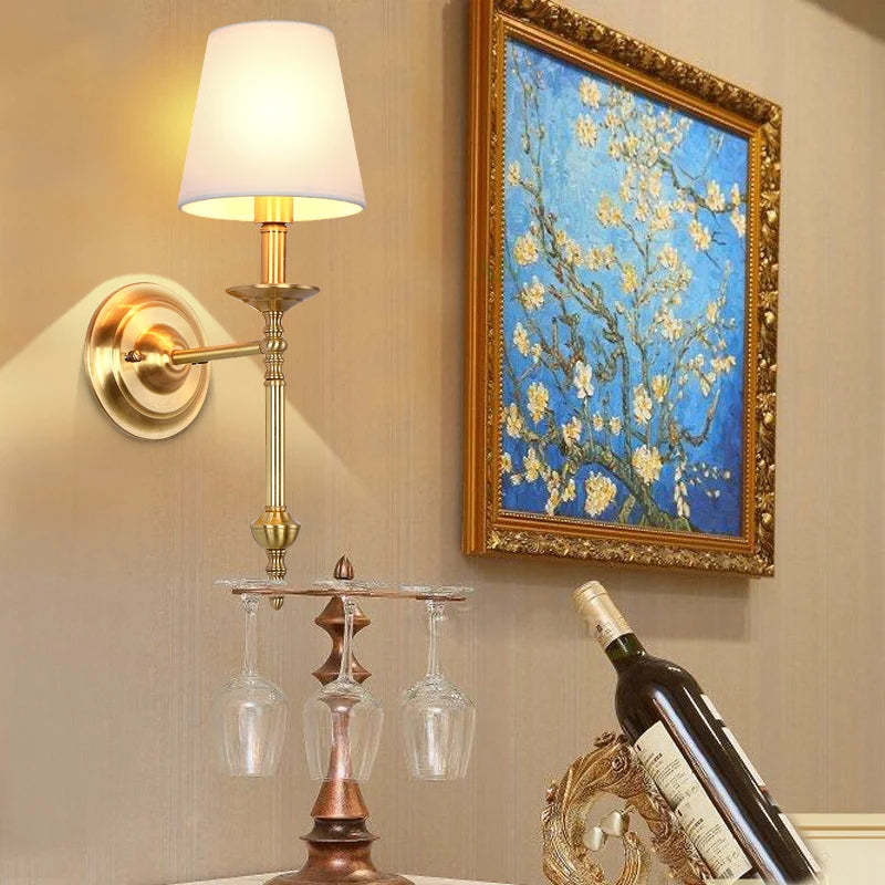 Adèle Vintage Copper Fabric Wall Light