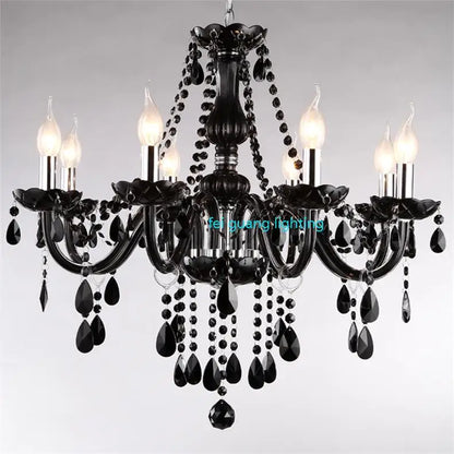 Black Candle Crystal Chandelier for Bedroom and Restaurant Lighting
