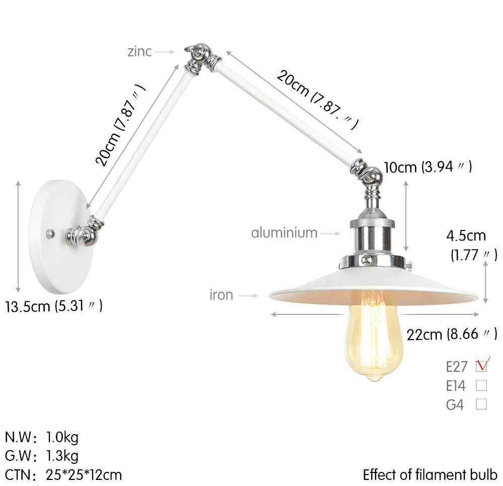 Clémence Industrial Swing Arm Wall Light