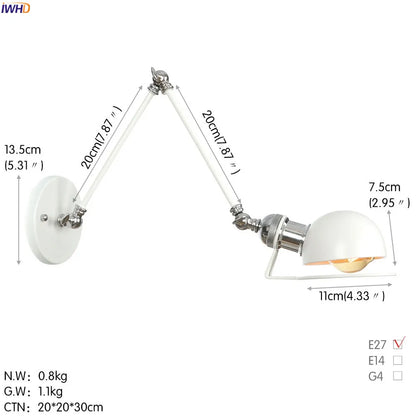 Colette Adjustable Long Arm Wall Lamp Vintage