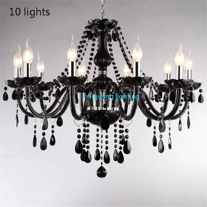 Black Candle Crystal Chandelier for Bedroom and Restaurant Lighting