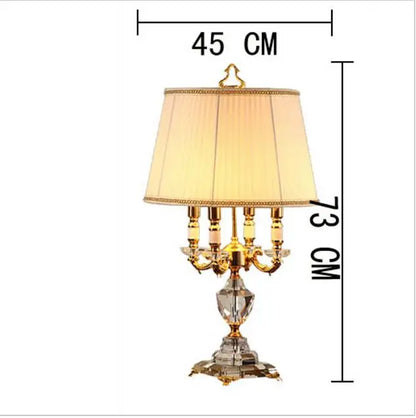 Luxury Crystal LED Table Lamp with Fabric Shade for Bedroom and Hotel Room