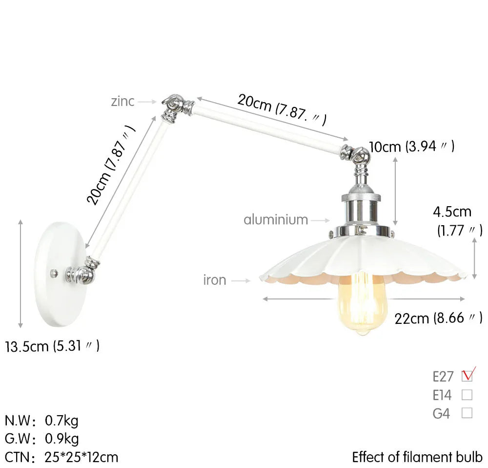 Clémence Industrial Swing Arm Wall Light