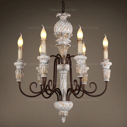 Colette Rustic White Wooden Chandelier for Elegant Interiors