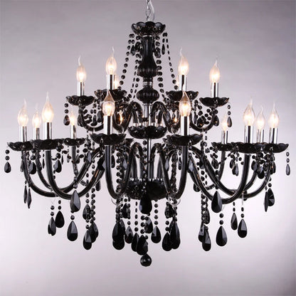 Black Candle Crystal Chandelier for Bedroom and Restaurant Lighting
