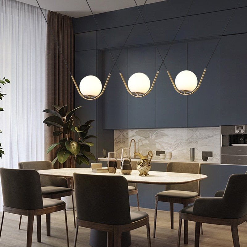 Élodie Glass Brass Orb Pendant Light Luxury Frosted Globe Ceiling Fixture