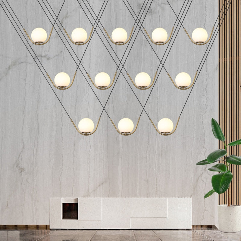 Élodie Glass Brass Orb Pendant Light Luxury Frosted Globe Ceiling Fixture