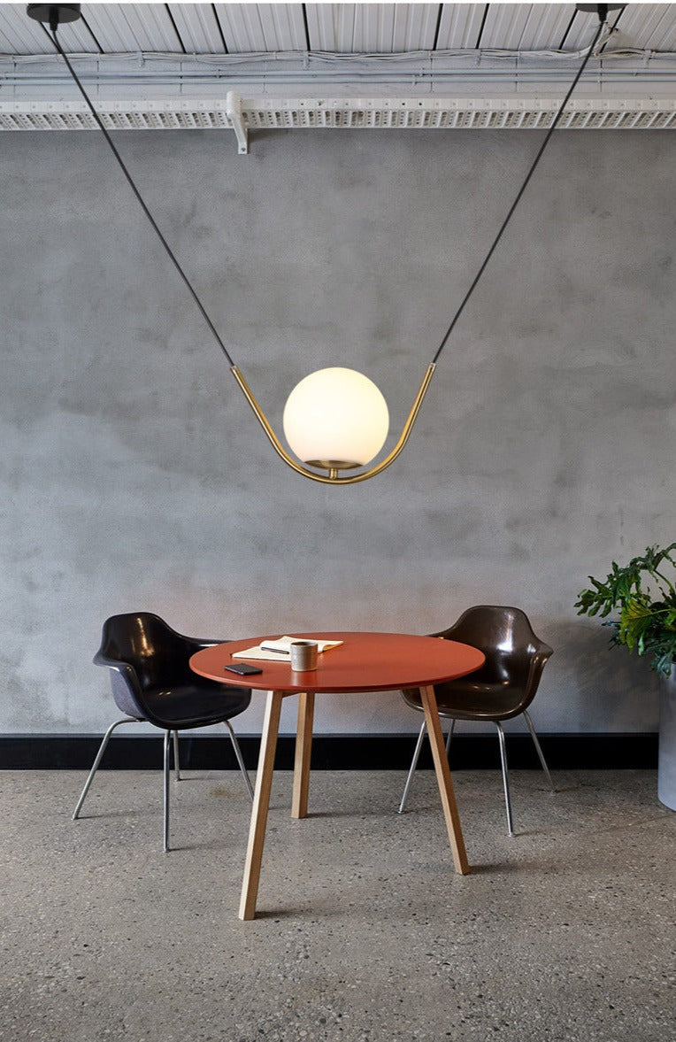 Élodie Glass Brass Orb Pendant Light Luxury Frosted Globe Ceiling Fixture