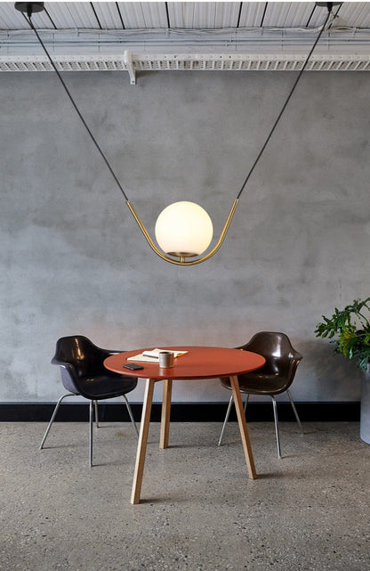 Élodie Glass Brass Orb Pendant Light Luxury Frosted Globe Ceiling Fixture
