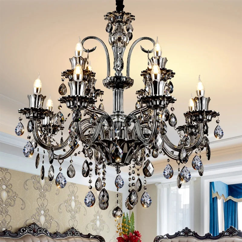 Modern Candle Crystal Chandelier Light for Living Room and Bedroom