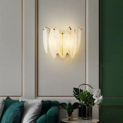 Élodie Crystal Leaf Wall Lamp with Elegant Industrial Design
