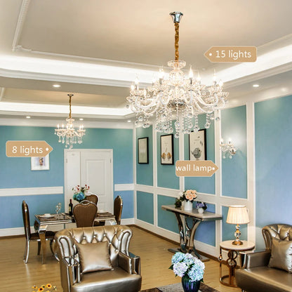 Modern Crystal Candle Chandelier for Bedroom and Restaurant