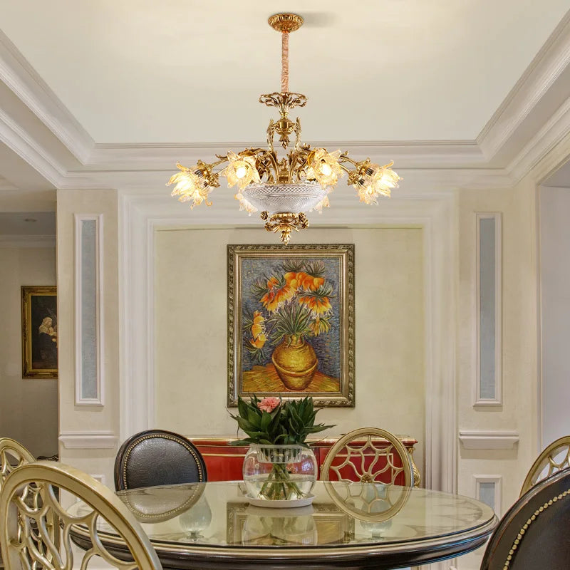 Colette Brass Glass Pendant Chandelier