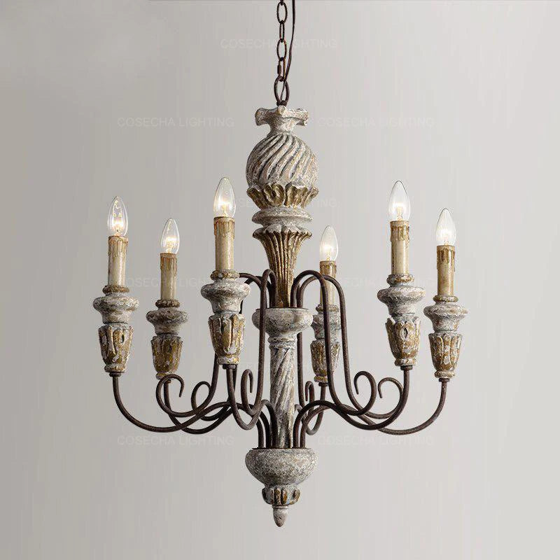 Colette Rustic White Wooden Chandelier for Elegant Interiors
