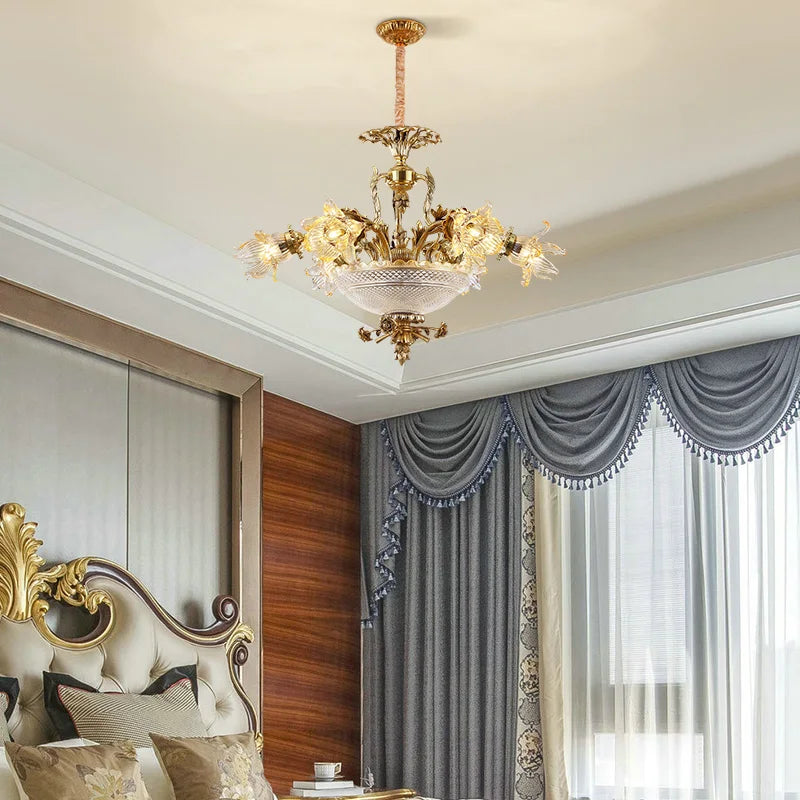 Colette Brass Glass Pendant Chandelier